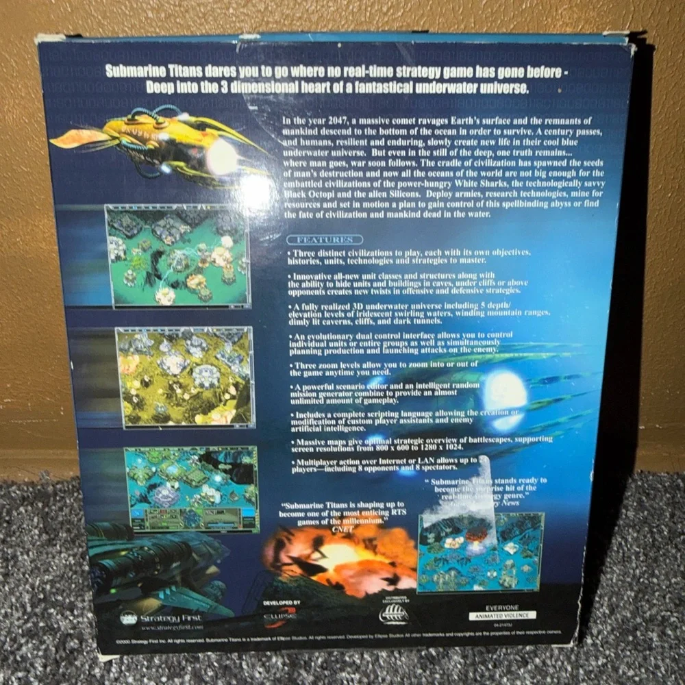 Submarine Titans PC Video Game 2000 Rated E For Everyone Used Pre Owned Vintage.